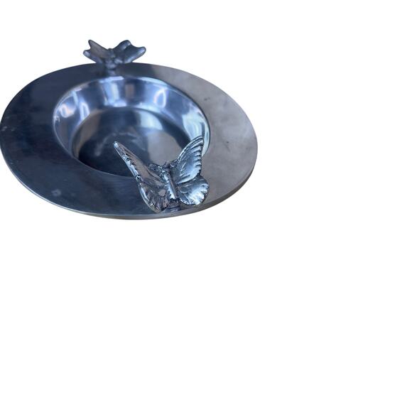 vintage silver tone tray with butterfly shaped handles. - Picture 6 of 6